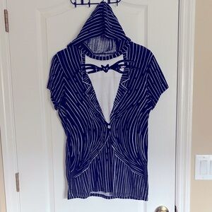 Disney NBC Jack Skellington Black and White Striped Hooded Shirt